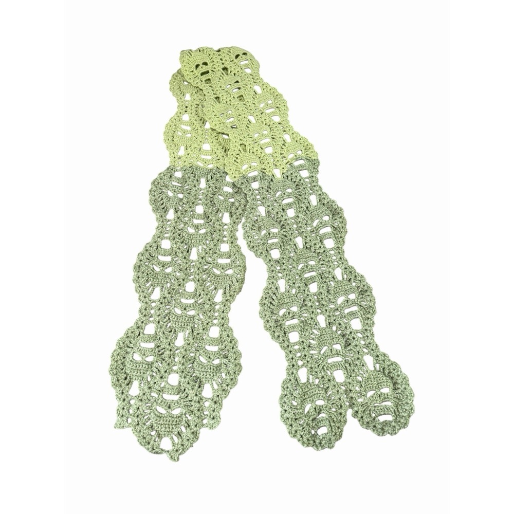 Handmade Crochet Skull Scarf Womens 70x8 inches green